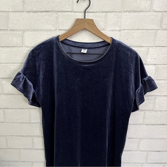 OLD NAVY Blue Sparkle Velvet Ruffle Sleeve Top - Picture 2 of 9